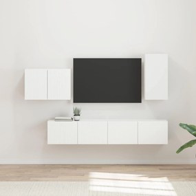 vidaXL Σετ τοίχου για τηλεόραση 4 pcs Λευκό Επεξεργασμένο ξύλο