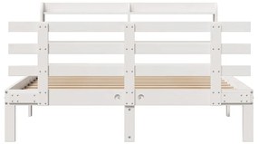 vidaXL Πλαίσιο Κρεβατιού Κεφαλάρι Λευκό 150x200εκ Μασίφ Πεύκο