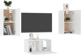 vidaXL Έπιπλα Τηλεόρασης Σετ 3 Τεμαχίων Λευκό από Επεξ. Ξύλο