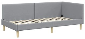 vidaXL Κρεβάτι Γωνίας Ανοιχτό γκρι 90 x 200 cm Ύφασμα και Έργο ξύλου