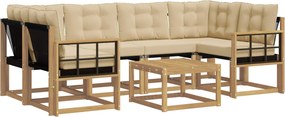 vidaXL Σειρά Καναπέ Εξωτερικού με μαξιλάρι 7 pcs Λευκό και Μπεζ
