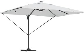 vidaXL Ομπρέλα με Βραχίονα με LED Μπεζ 352x251x265 εκ. Αλουμίνιο