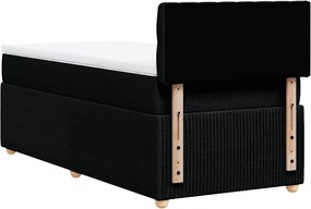 vidaXL Κρεβάτι Boxspring με Στρώμα Μαύρο 90x190 εκ.Υφασμάτινο