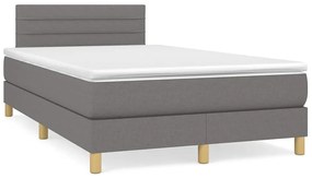 vidaXL Κρεβάτι Boxspring με Στρώμα & LED Σκ.Γκρι 120x190εκ. Υφασμάτινο