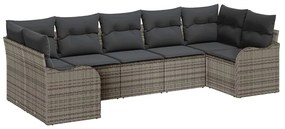 vidaXL Σετ Καναπέ Κήπου με μαξιλάρι 7 pcs Γκρι Πολυ ράταν