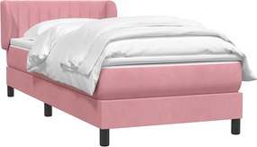 vidaXL Κρεβάτι Boxspring με Στρώμα Ροζ 80x220 εκ. Βελούδινο