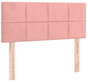 vidaXL Κρεβάτι Boxspring με Στρώμα &amp; LED Ροζ 120x200 εκ. Βελούδινο