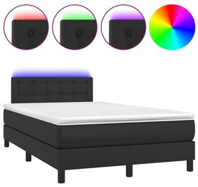 vidaXL Κρεβάτι Boxspring με Στρώμα &amp; LED Μαύρο 120x200 εκ. Συνθ. Δέρμα