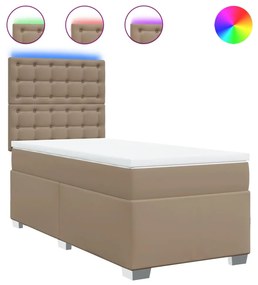 vidaXL Κρεβάτι Boxspring με Στρώμα Καπουτσίνο 80x200 εκ. Συνθ. Δέρμα