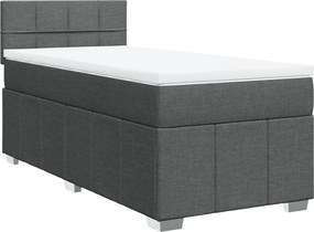 vidaXL Κρεβάτι Boxspring με Στρώμα Σκούρο Γκρι 90x200 εκ. Υφασμάτινο