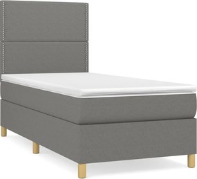 vidaXL Κρεβάτι Boxspring με Στρώμα Σκούρο Γκρι 100x200 εκ. Υφασμάτινο