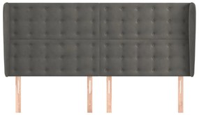 vidaXL Κεφαλάρι με Πτερύγια Σκούρο Γκρι 203x23x118/128 εκ. Βελούδινο