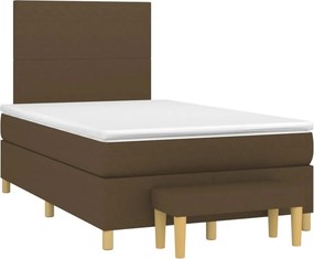 vidaXL Κρεβάτι Boxspring με Στρώμα Σκούρο Καφέ 120x190 εκ Υφασμάτινο
