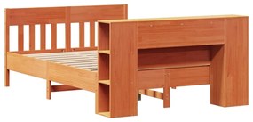 Κρεβάτι Βιβλιοθήκη Χωρίς Στρώμα 160x200 εκ Μασίφ Ξύλο Πεύκου - Καφέ
