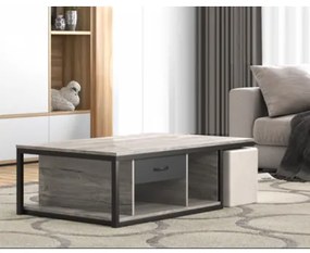 Savvidis Furniture  Τραπεζάκι Σαλονιού N18 Μελαμίνη-Μέταλλο Σταχτί-Ανθρακί 119x66.5x38 Rolltechnic BEST-890124120