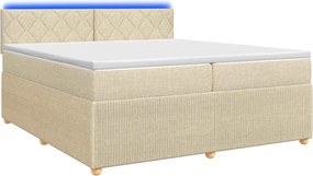vidaXL Κρεβάτι box spring με στρώμα Κρεμ 200 x 200 cm Ύφασμα