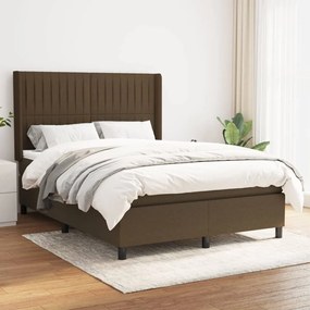 Κρεβάτι Boxspring με Στρώμα Σκούρο Καφέ 140x200 εκ Υφασμάτινο