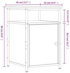 Κομοδίνα 2 τεμ. Μαύρα 40 x 42 x 60 εκ. από Επεξεργασμένο Ξύλο - Μαύρο