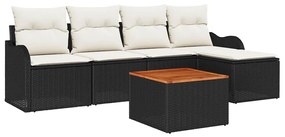 vidaXL Σετ Καναπέ Κήπου 6 pcs Μαύρο Πολυ ράταν