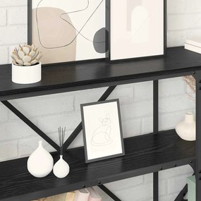 vidaXL Τραπέζι κονσόλας Μαύρη Οξυά 160 x 30 x 75 εκ Επεξεργασμένο ξύλο