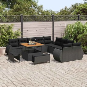 vidaXL Σετ Καναπέ Κήπου 13 pcs Μαύρο συνθετικό ρατάν