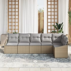 vidaXL Σετ Κήπου 6 Τεμαχίων  με Μαξιλάρια Μπεζ Πολυ-Ρατάν