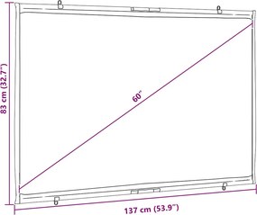 vidaXL Οθόνη Προβολής Κρεμαστή για Τοίχο 60 Ιντσών 16:9