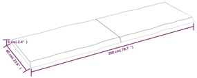 Επιφ Τραπεζιού Αν Καφέ 200x60x(2-6)εκ.Ακατέργ. Μασίφ Ξύλο Δρυός - Καφέ