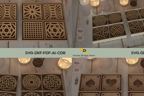 Σετ των 2 Intra απο ξύλο plywood 3mm-4mm πάχος – Ξύλινο Σετ σουβέρ δώρο 284 Δίασταση  20x20 cm INTRAFABR-56301807