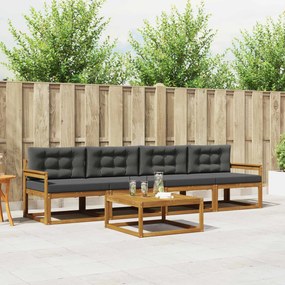 vidaXL Σειρά Καναπέ Εξωτερικού με μαξιλάρι 5 pcs Φυσικό και Ανθρακί