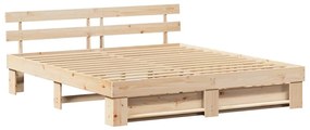 vidaXL Σκελετός Κρεβατιού Καφέ 200 x 200 cm Μασίφ ξύλο πεύκου