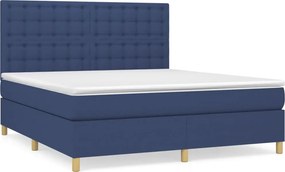 vidaXL Κρεβάτι Boxspring με Στρώμα Μπλε 180x200 εκ. Υφασμάτινο