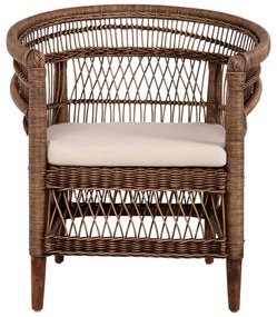 Καρέκλα - Πολυθρόνα MALAWI C9635.01 Ξύλο Μαόνι με Rattan Kαφέ και Λευκό Μαξιλάρι 80x70x86Υεκ. 80x70x86 εκ.