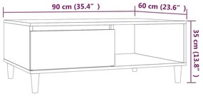 Τραπεζάκι Σαλονιού Καφέ Δρυς 90x60x35 εκ. από Μοριοσανίδα - Καφέ