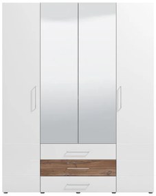 Ντουλάπα Masilia 4K3F2O Λευκό - Flagstaff - Λευκό Γυαλιστερό 179x56,5x226,5 εκ. 179x56.5x226.5 εκ.