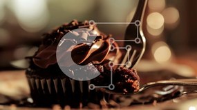 Intra Συλλεκτικό Ξύλινο Παζλ Plywood  4mm - Λαχταριστό cupcake σοκολάτας με πιρούνι Σε Ξύλινο Κουτί - Διαστάσεις: 10x10 cm – 25 κομμάτια