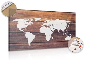 Εικόνα στον παγκόσμιο χάρτη φελλού με ξύλινο φόντο - 120x80  flags