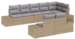 vidaXL Σετ Καναπέ Κήπου 8 pcs Μπεζ και Γκρι συνθετικό ρατάν