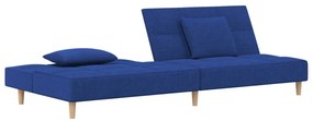Καναπές Κρεβάτι Διθέσιος Μπλε Υφασμάτινος με Δύο Μαξιλάρια - Μπλε