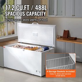 VEVOR Chest Freezer 17.2 cu.ft / 488 L Large Deep Freezer &amp; 4 Removable Baskets