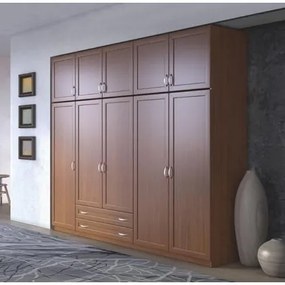 Savvidis Furniture  Ντουλάπα 5φυλλη 252x60x233 Με Πατάρι/Καρυδί Μελαμίνη BEST-30208