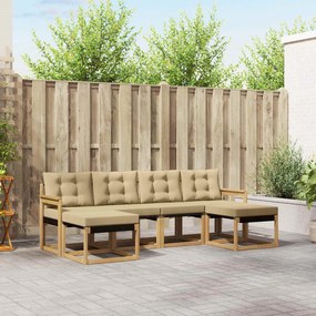 vidaXL Σειρά Καναπέ Εξωτερικού με μαξιλάρι 6 pcs Λευκό και Μπεζ