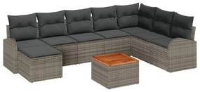 vidaXL Σετ Καναπέ Κήπου με μαξιλάρι 9 pcs Γκρι Πολυ ράταν