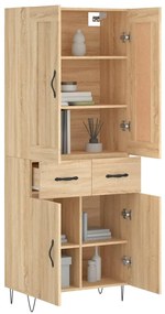 vidaXL Ντουλάπι Sonoma δρυς 69,5 x 34 x 180 εκ. από Επεξεργασμένο Ξύλο
