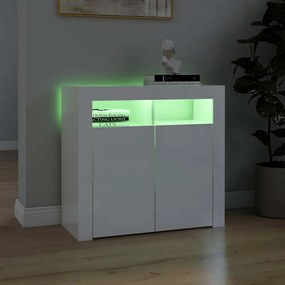vidaXL Ντουλάπι με LED Γυαλιστερό Λευκό 80 x 35 x 75 εκ.