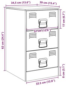 Κομοδίνο Λευκό 34,5x39x62 εκ. από Χάλυβα - Λευκό