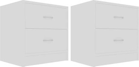 vidaXL Κομοδίνα 2 τεμ. Λευκά 40 x 30 x 40 εκ. από Επεξ. Ξύλο