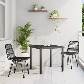 vidaXL Σετ 3 Τεμαχίων Καθισμάτων Κήπου Μαύρο Πολυ Ρατάν