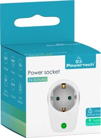 POWERTECH αντάπτορας ρεύματος PT-996, 1 θέση schuko, 16A, 3680W, λευκός
