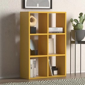 Βιβλιοθήκη Cube Megapap από μελαμίνη χρώμα κίτρινο 73,5x34x109εκ.-GP022-0082,3